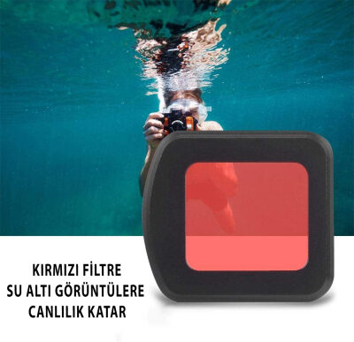 SJCAM SJ8 Aksiyon Kamera Serisi için Su Altı Dalış Filtresi Kırmızı - 2