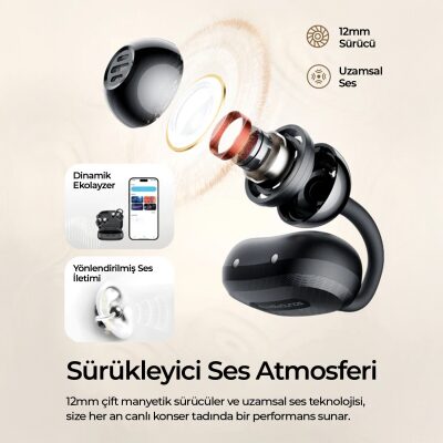 Soundpeats Air Clip Open-Ear ENC OWS Bluetooth 5.4 Kablosuz Kulaklık Siyah - 5