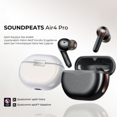 SoundPeats Air4 Pro ANC aptX TWS Kablosuz Bluetooth Kulaklık Siyah - 4