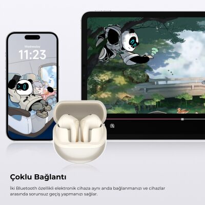 SoundPeats Air5 Hi-Res ANC aptX Kablosuz Bluetooth 5.4 Kulaklık Bej - 9