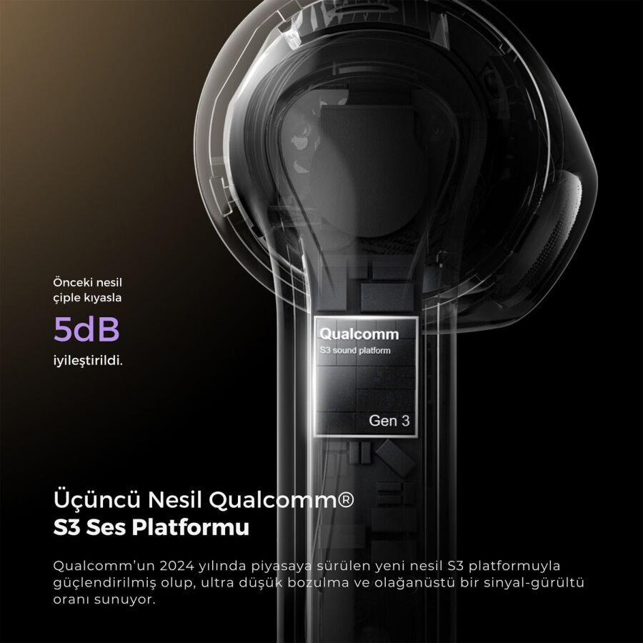 SoundPeats Air5 Hi-Res ANC aptX Kablosuz Bluetooth 5.4 Kulaklık Bej - 2