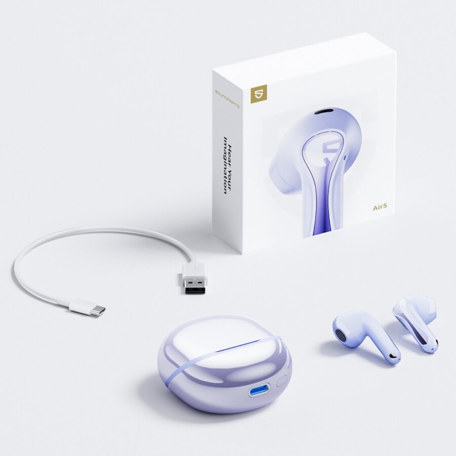 SoundPeats Air5 Hi-Res ANC aptX Kablosuz Bluetooth 5.4 Kulaklık Mor - 2