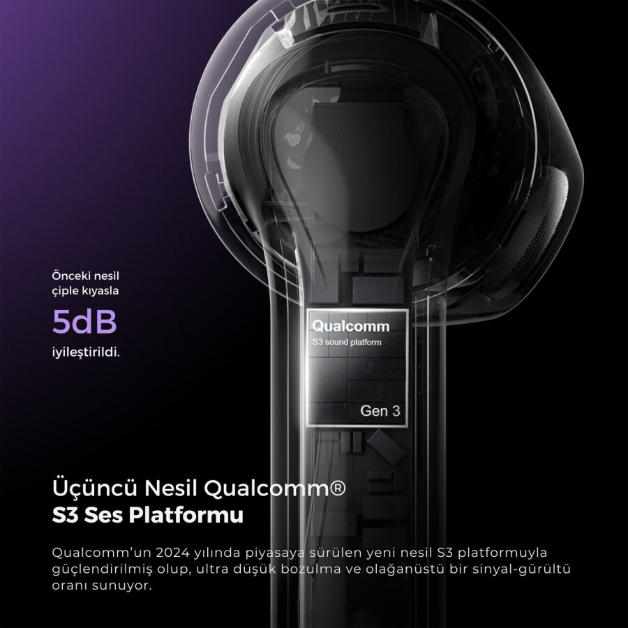 SoundPeats Air5 Hi-Res ANC aptX Kablosuz Bluetooth 5.4 Kulaklık Mor - 4