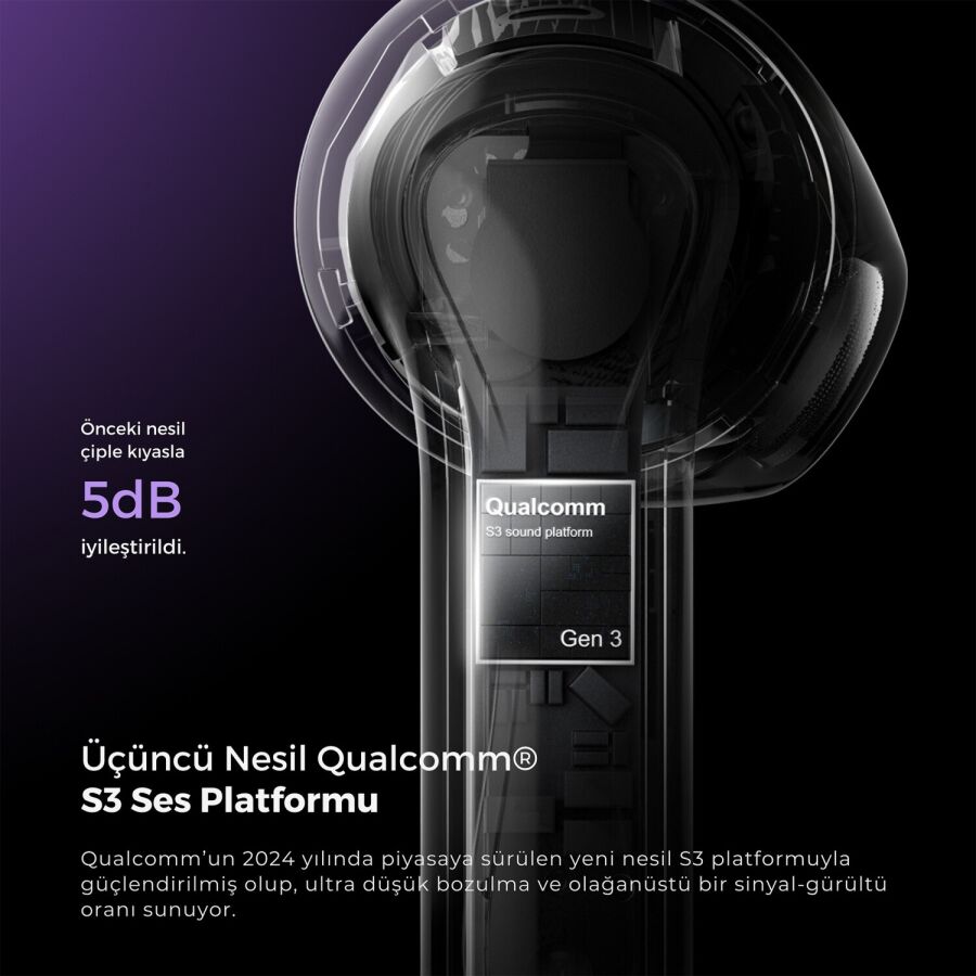 SoundPeats Air5 Hi-Res ANC aptX Kablosuz Bluetooth 5.4 Kulaklık Mor - 4