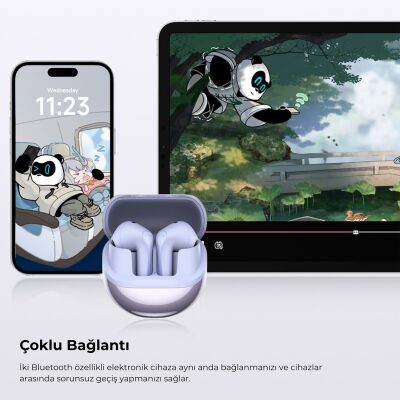 SoundPeats Air5 Hi-Res ANC aptX Kablosuz Bluetooth 5.4 Kulaklık Mor - 10