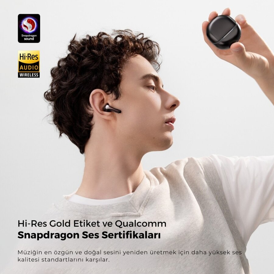 SoundPeats Air5 Hi-Res ANC aptX Kablosuz Bluetooth 5.4 Kulaklık Siyah - 8