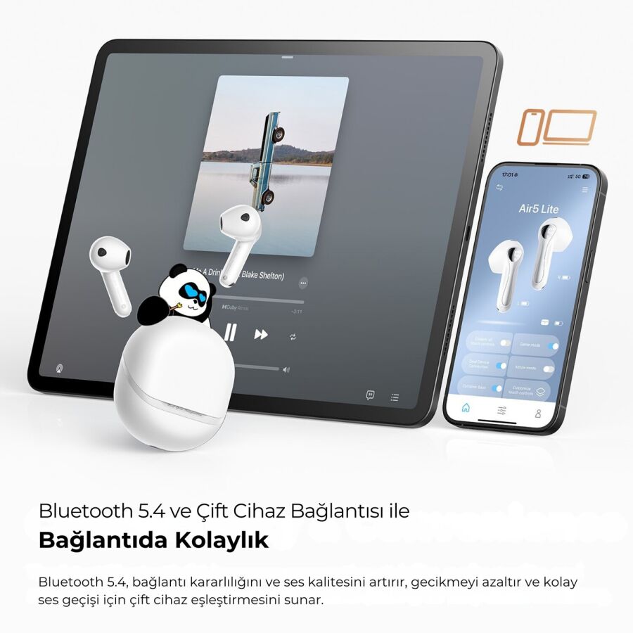 SoundPeats Air5 Lite Hi-Res LDAC ENC TWS Kablosuz Bluetooth 5.4 Kulaklık Beyaz - 6