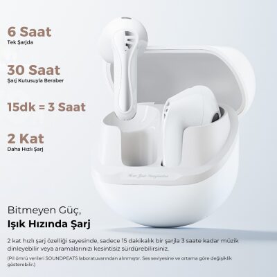 SoundPeats Air5 Lite Hi-Res LDAC ENC TWS Kablosuz Bluetooth 5.4 Kulaklık Beyaz - 5