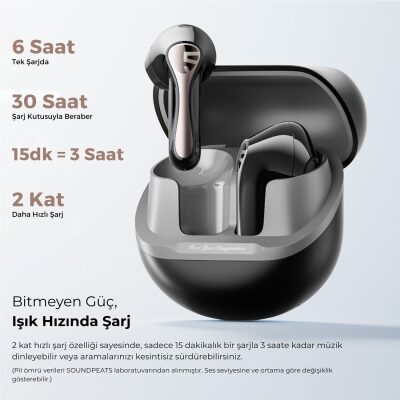 SoundPeats Air5 Lite Hi-Res LDAC ENC TWS Kablosuz Bluetooth 5.4 Kulaklık Siyah - 5