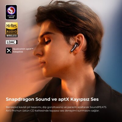 Soundpeats Air5 Pro Hi-Res LDAC ANC TWS Kablosuz Bluetooth 5.4 Kulaklık Beyaz - 4