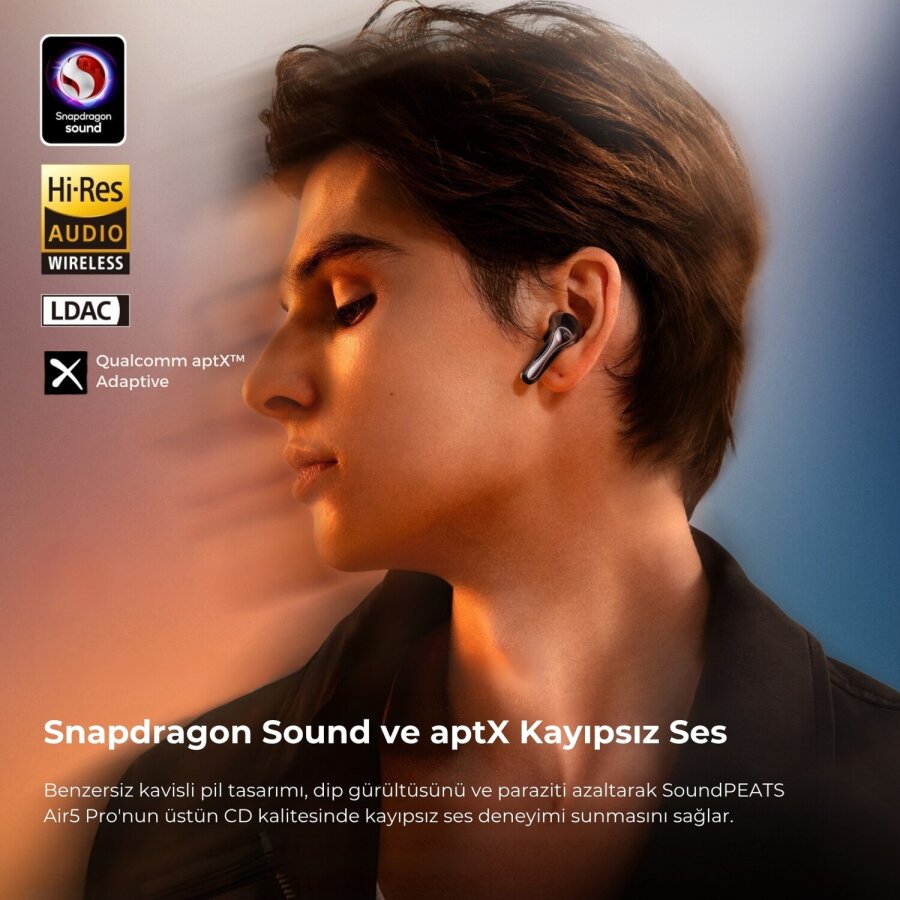 Soundpeats Air5 Pro Hi-Res LDAC ANC TWS Kablosuz Bluetooth 5.4 Kulaklık Beyaz - 4
