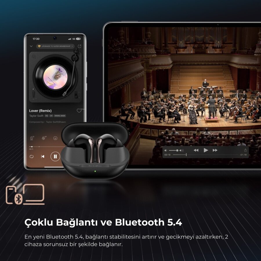 Soundpeats Air5 Pro Hi-Res LDAC ANC TWS Kablosuz Bluetooth 5.4 Kulaklık Siyah - 2