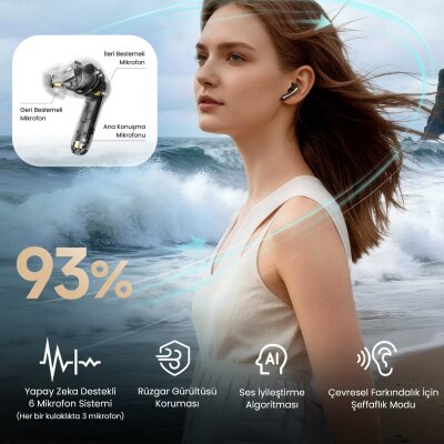 Soundpeats Air5 Pro Plus Hi-Res LDAC Hybrid ANC Aktif Gürültü Engelleme TWS Kablosuz Bluetooth 5.4 Kulak İçi Kulaklık Siyah - 6
