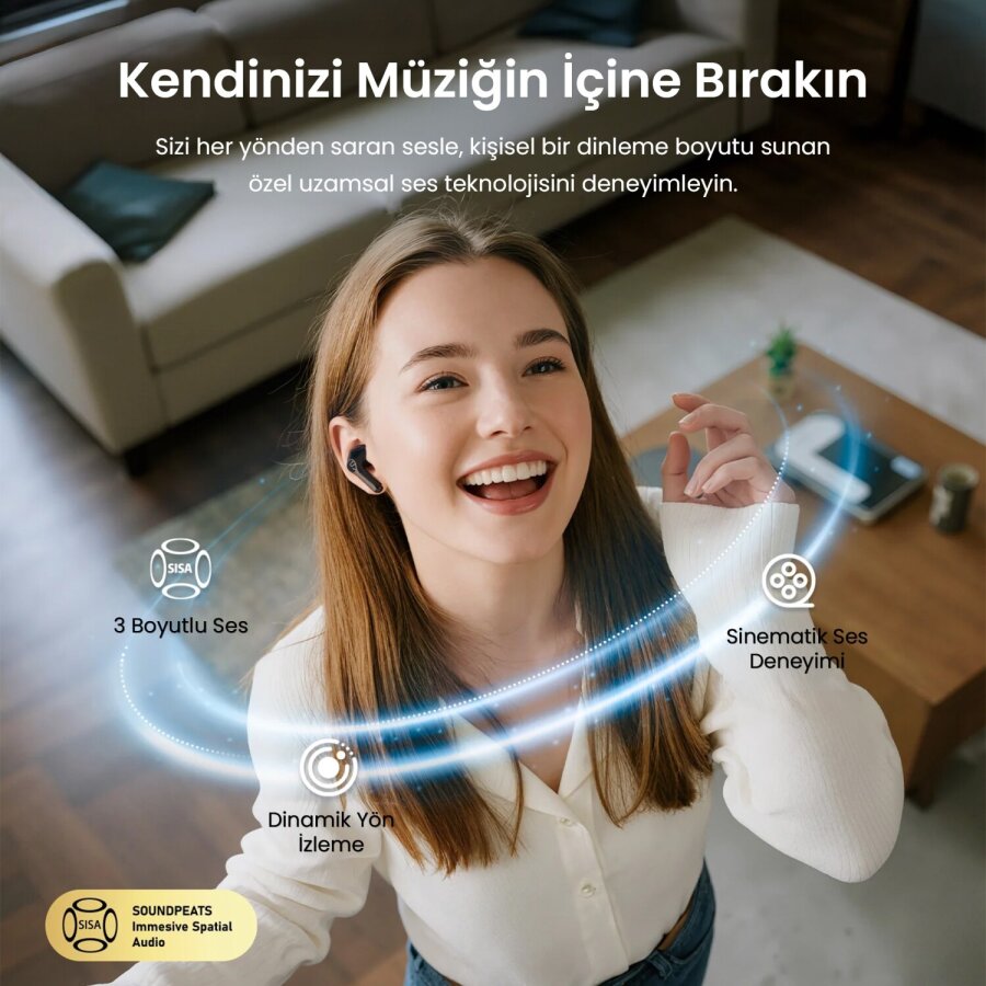 Soundpeats Air6 HS Hi-Res LDAC ENC Gürültü Engelleme TWS Kablosuz Bluetooth 6.0 Kulak İçi Kulaklık Siyah - 5