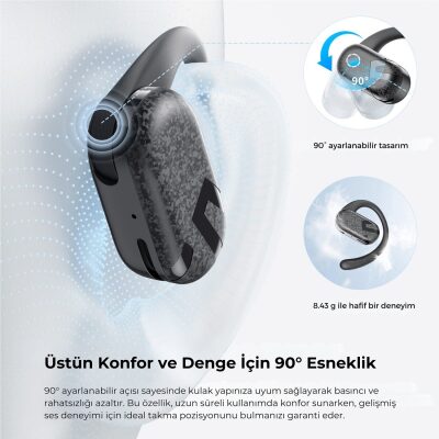 SoundPeats Breezy Open-Ear TWS Bluetooth 5.4 Kablosuz Kulaklık Siyah - 8