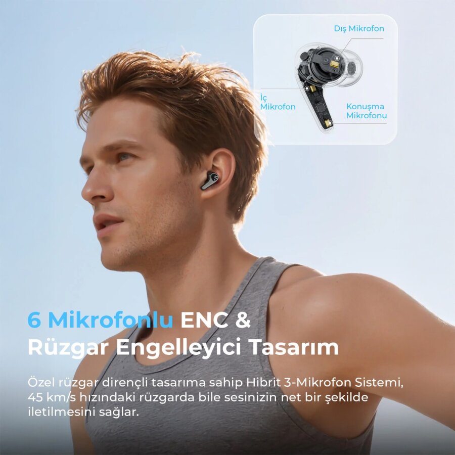 Soundpeats C30 Hybrid ANC TWS Bluetooth 6.0 Kablosuz Kulak içi Kulaklık Bej - 9