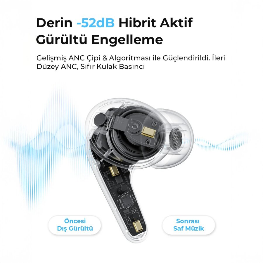 Soundpeats C30 Hybrid ANC TWS Bluetooth 6.0 Kablosuz Kulak içi Kulaklık Siyah - 4