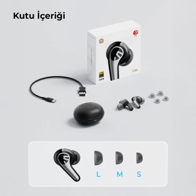 Soundpeats C30 Hybrid ANC TWS Bluetooth 6.0 Kablosuz Kulak içi Kulaklık Siyah - 15