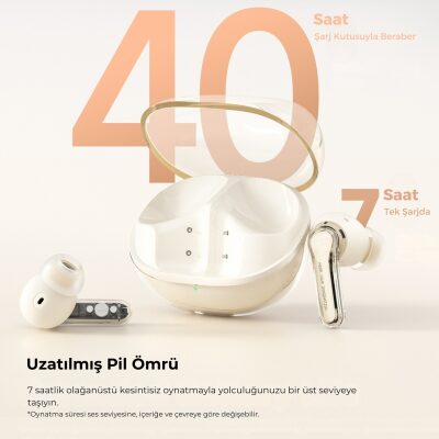 SoundPeats Clear ENC TWS Bluetooth 5.3 Kulak içi Kablosuz Kulaklık Bej - 8