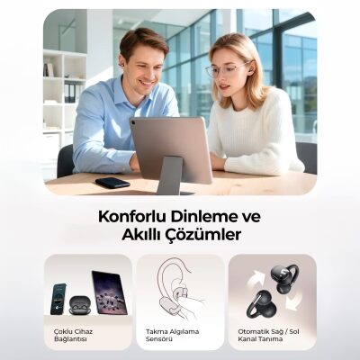 Soundpeats Clip1 Open-Ear ENC OWS Bluetooth 5.4 Kablosuz Kulaklık Siyah - 7