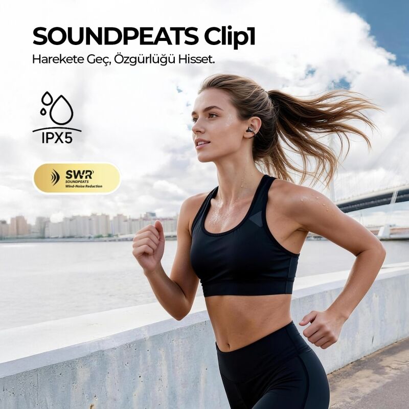 Soundpeats Clip1 Open-Ear ENC OWS Bluetooth 5.4 Kablosuz Kulaklık Siyah - 9