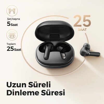 Soundpeats Life 12mm Dinamik Sürücülü Bluetooth 5.2 TWS Kulak İçi Kulaklık Siyah - 2