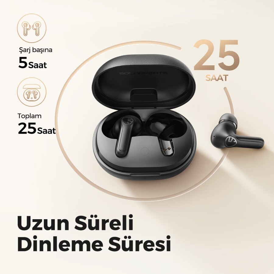 Soundpeats Life 12mm Dinamik Sürücülü Bluetooth 5.2 TWS Kulak İçi Kulaklık Siyah - 2
