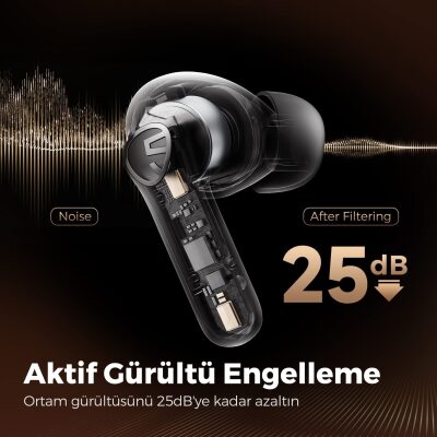 Soundpeats Life 12mm Dinamik Sürücülü Bluetooth 5.2 TWS Kulak İçi Kulaklık Siyah - 3