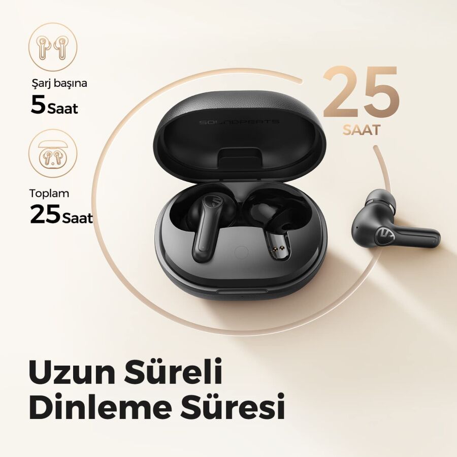 Soundpeats Life 12mm Dinamik Sürücülü Bluetooth 5.2 TWS Kulak İçi Kulaklık Siyah - 2
