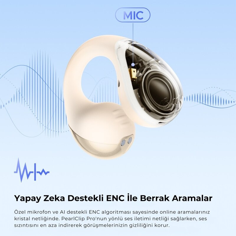 Soundpeats PearlClip Pro Hi-Res LDAC ENC OWS Kablosuz Bluetooth 6.0 Kulaklık Bej - 2