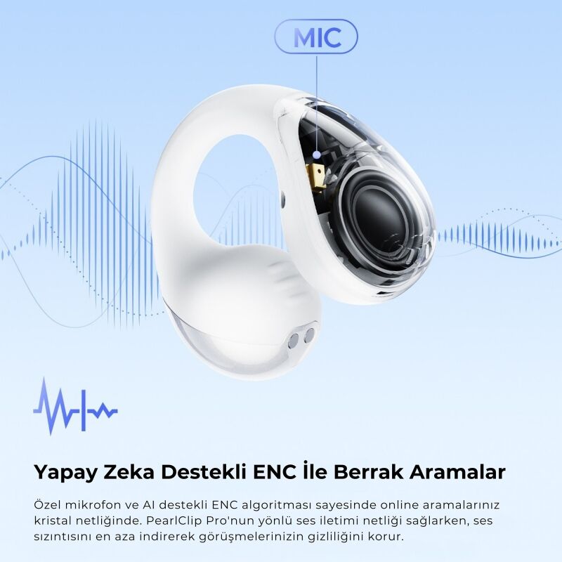 Soundpeats PearlClip Pro Hi-Res LDAC ENC OWS Kablosuz Bluetooth 6.0 Kulaklık Beyaz - 4