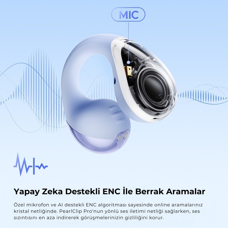 Soundpeats PearlClip Pro Hi-Res LDAC ENC OWS Kablosuz Bluetooth 6.0 Kulaklık Mor - 4