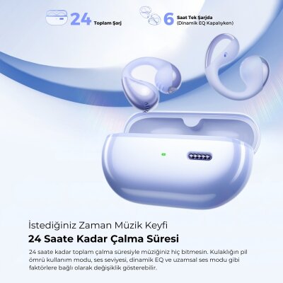 Soundpeats PearlClip Pro Hi-Res LDAC ENC OWS Kablosuz Bluetooth 6.0 Kulaklık Mor - 8