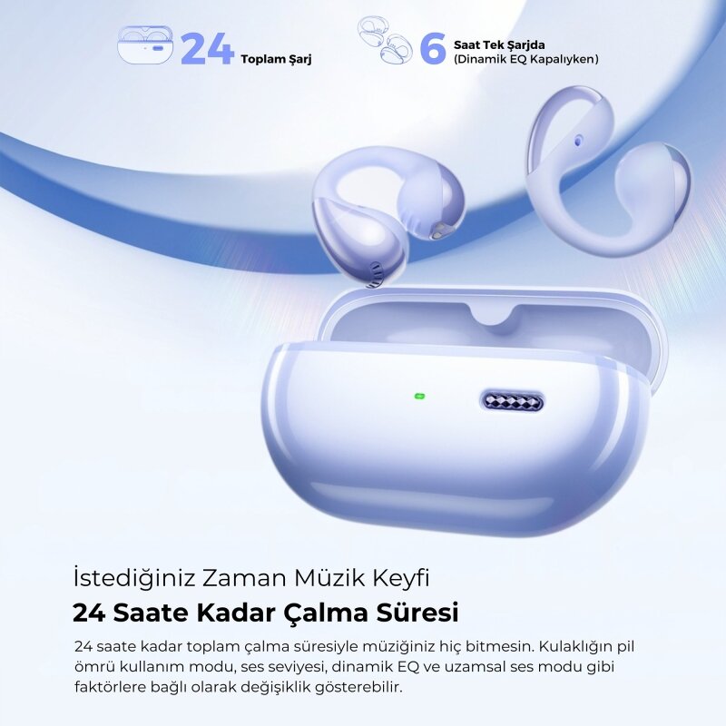 Soundpeats PearlClip Pro Hi-Res LDAC ENC OWS Kablosuz Bluetooth 6.0 Kulaklık Mor - 8