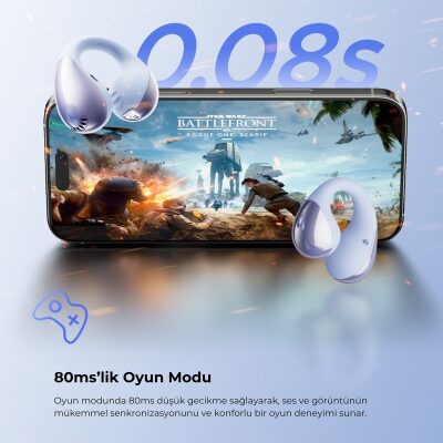 Soundpeats PearlClip Pro Hi-Res LDAC ENC OWS Kablosuz Bluetooth 6.0 Kulaklık Mor - 10