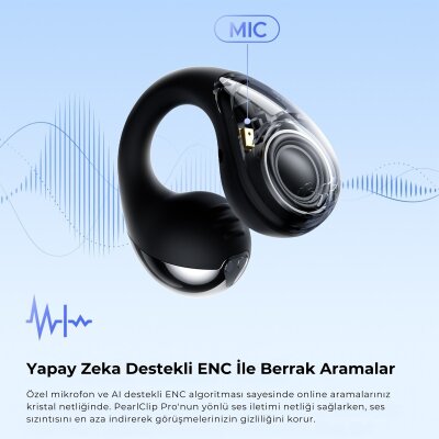 Soundpeats PearlClip Pro Hi-Res LDAC ENC OWS Kablosuz Bluetooth 6.0 Kulaklık Siyah - 4