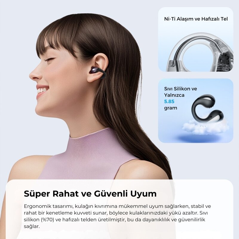 Soundpeats PearlClip Pro Hi-Res LDAC ENC OWS Kablosuz Bluetooth 6.0 Kulaklık Siyah - 7