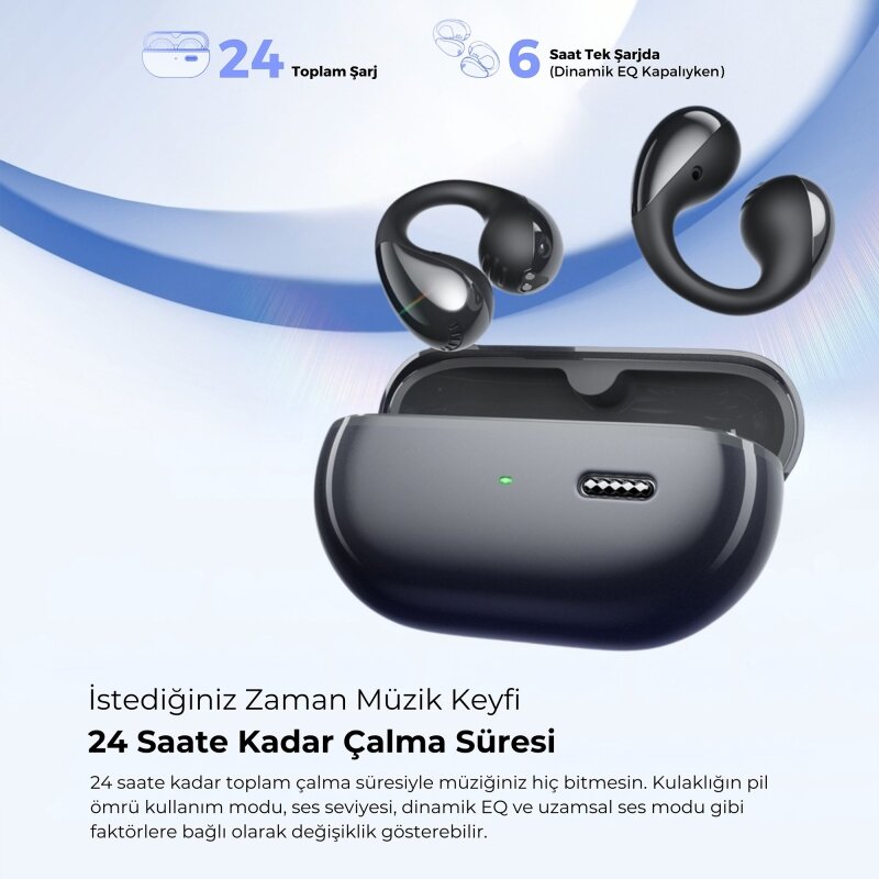 Soundpeats PearlClip Pro Hi-Res LDAC ENC OWS Kablosuz Bluetooth 6.0 Kulaklık Siyah - 8