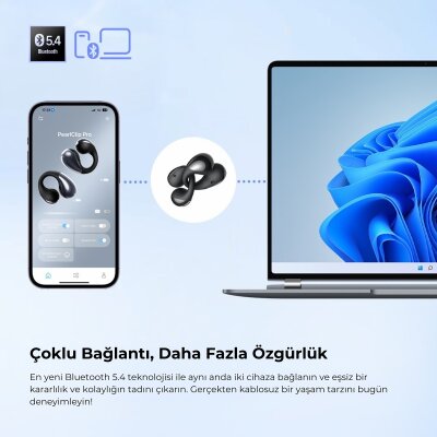 Soundpeats PearlClip Pro Hi-Res LDAC ENC OWS Kablosuz Bluetooth 6.0 Kulaklık Siyah - 9
