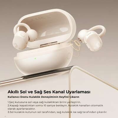Soundpeats POP Clip Open-Ear ENC OWS Bluetooth 5.4 Kablosuz Kulaklık Bej - 5
