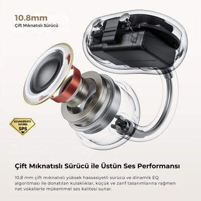 Soundpeats POP Clip Open-Ear ENC OWS Bluetooth 5.4 Kablosuz Kulaklık Bej - 6