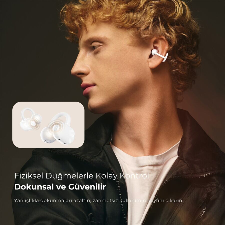 Soundpeats POP Clip Open-Ear ENC OWS Bluetooth 5.4 Kablosuz Kulaklık Beyaz - 2