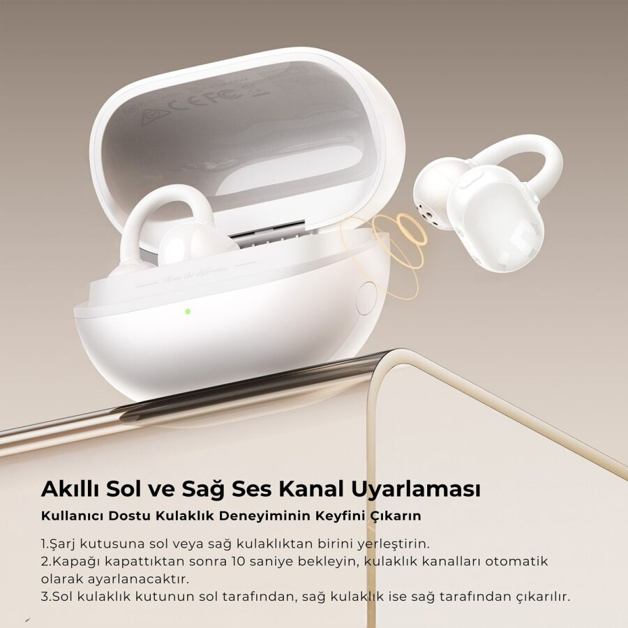 Soundpeats POP Clip Open-Ear ENC OWS Bluetooth 5.4 Kablosuz Kulaklık Beyaz - 6