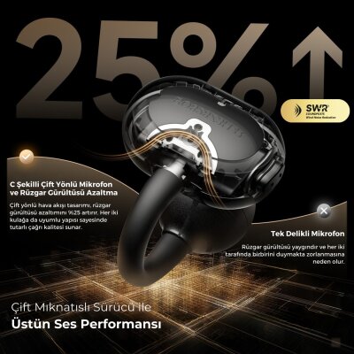 Soundpeats POP Clip Open-Ear ENC OWS Bluetooth 5.4 Kablosuz Kulaklık Siyah - 9