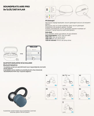 Soundpeats POP Clip Open-Ear ENC OWS Bluetooth 5.4 Kablosuz Kulaklık Siyah - 10
