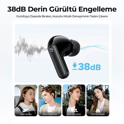 Soundpeats Q3 Pro Hibrit ANC ENC TWS Bluetooth 6.0 Kablosuz Kulak içi Kulaklık Siyah - 2