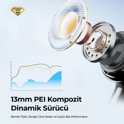 Soundpeats Q3 Pro Hibrit ANC ENC TWS Bluetooth 6.0 Kablosuz Kulak içi Kulaklık Siyah - 3