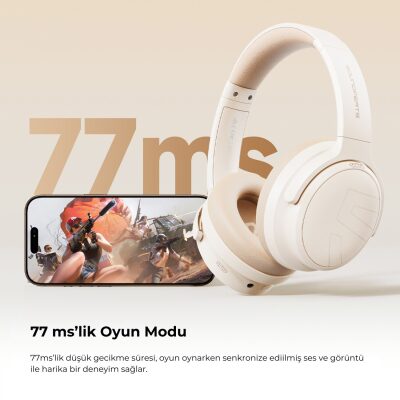 SoundPeats Space Pro Hi-Res LDAC Bluetooth 5.4 TWS Kablosuz Kulak üstü Kulaklık Bej - 4