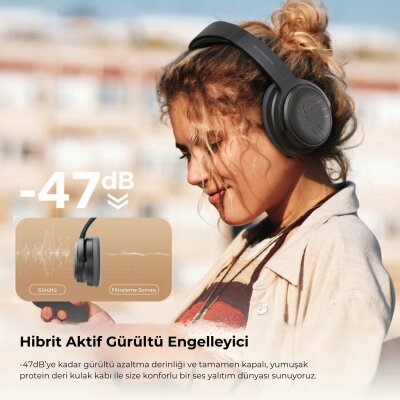 SoundPeats Space Pro Hi-Res LDAC Bluetooth 5.4 TWS Kablosuz Kulak üstü Kulaklık Siyah - 6