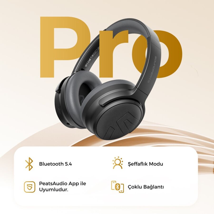 SoundPeats Space Pro Hi-Res LDAC Bluetooth 5.4 TWS Kablosuz Kulak üstü Kulaklık Siyah - 3